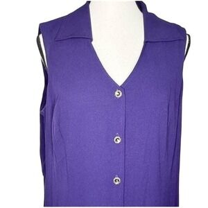 Dana Kay 90s Vintage Purple Button-Down‎ Sleeveless Maxi Dress Size 16